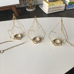 Set of 3 Geometric Hanging Tea Light Holders